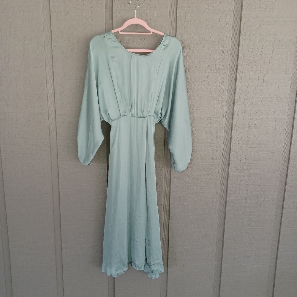 Astr Marin Dolman Sleeve Midi Dress Size XS Women Slit In Dark Mint Boho